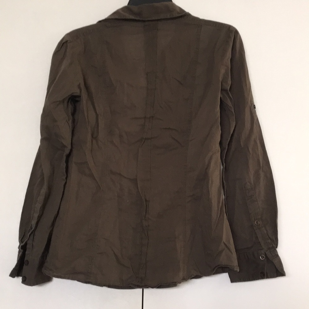 Zara Basic Green Button Up Lightweight Blouse - image 6